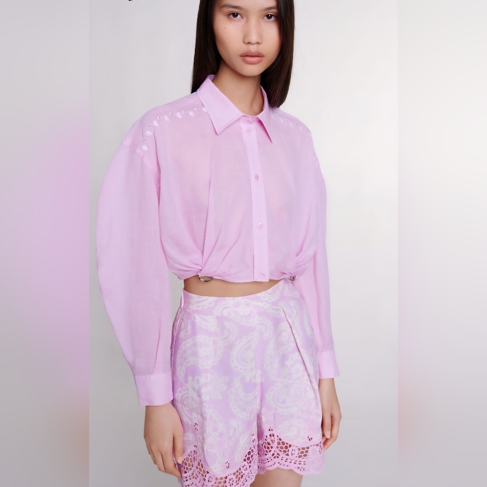 Maje Ramie cropped shirt